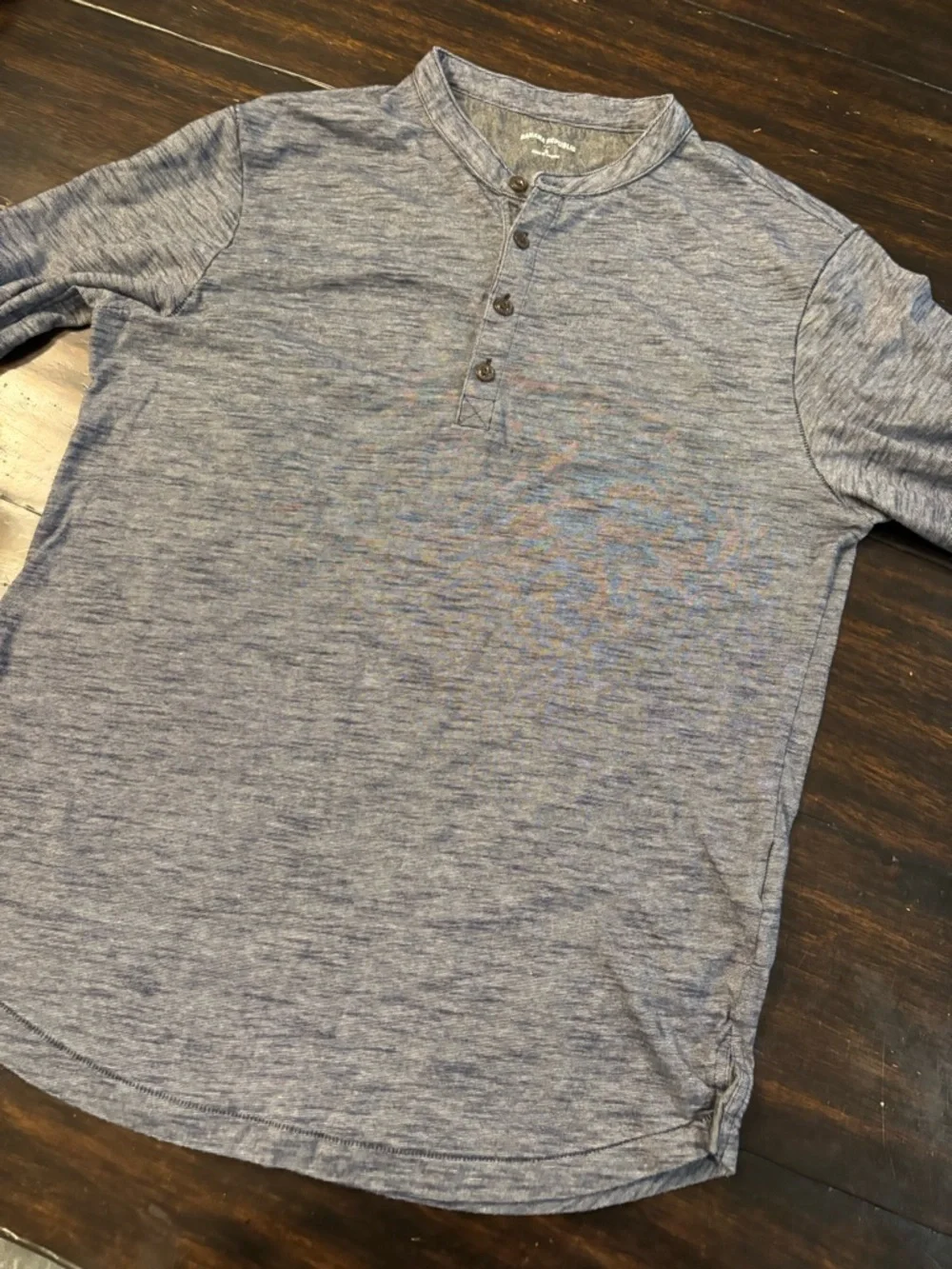Banana Republic Men's Long Sleeve Henley - Heather Navy size small